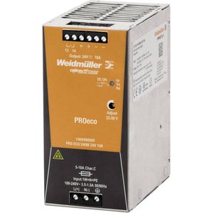 Weidmüller PRO ECO 240W 24V 10A DIN-rail netvoeding 24 V/DC 10 A 240 W Aantal uitgangen: 1 x Inhoud: 1 stuk(s)