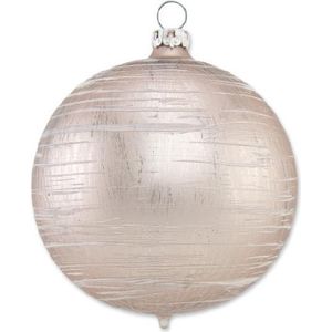 Taupe kleurige Kerstballen met Vlekkerig Vierkant - set van 3 - Handgemaakt in Duitsland