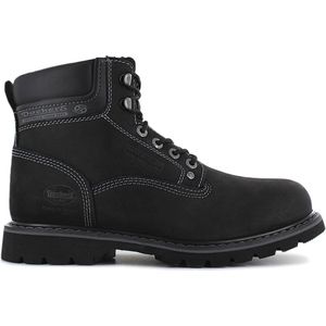 Veterboots - 23DA104 - Effen - Leer - Blokhak - Ronde Neus