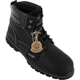 Veterboots - 23DA104 - Effen - Leer - Blokhak - Ronde Neus