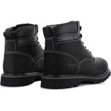 Veterboots - 23DA104 - Effen - Leer - Blokhak - Ronde Neus