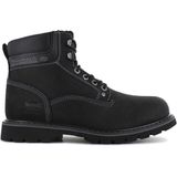 Veterboots - 23DA104 - Effen - Leer - Blokhak - Ronde Neus