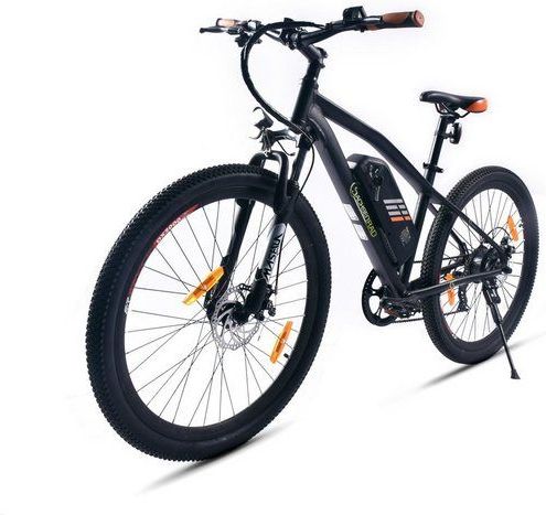 SachsenRad E-Bike E-Racing Bike, E-Bike, E-Mountainbike E-Bike R6 27,5 Zoll E-Mountainbikeca.150 KM Reichweite Schwarz-Orange, 7 Gang Shimano Tourney TX 7 Schaltwerk, Kettenschaltung, Hinterradmotor, (1 Stück), LCD-Display,LED-Front- und Rücklicht, StVZO konform