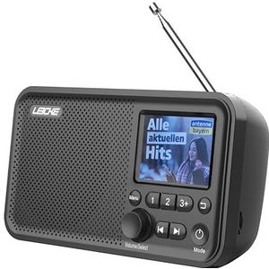 LEICKE Draagbare DAB+ radio met Bluetooth 5.0, DAB/DAB+ en FM-radio, 2,4 inch kleurendisplay, 80 voorinstellingen, keukenradio met kabel of 2000 mAh batterij, MicroSD/TF/AUX-aansluiting, functies