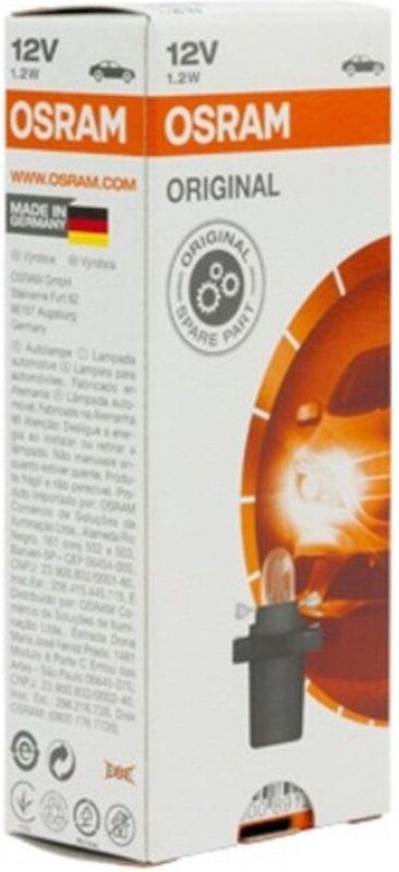 Osram - Original 12V B8.5D Gloeilamp - Zwart - 1,2 Watt - Doosje 10 Stuks