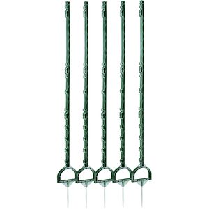 Set 5 plastic paaltjes voor paardenomheining groen - 160 cm