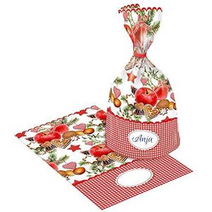 Susy Card 40001913 transparante kerstzakjes 14, 5x23, motief: winterappel, verpakking van 6 stuks