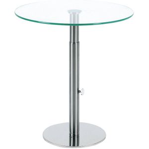 Bijzettafel, in hoogte verstelbaar, Ø 495 mm, hoogte = 485 - 650 mm, transparante glazen plaat
