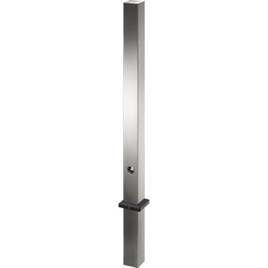 Afzetpaal van roestvast staal, met platte kop, bodemhuls voor in beton te gieten, 70 x 70 mm