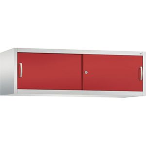 C+P ACCURADO opzetkast met schuifdeuren, h x b x d = 500 x 1600 x 500 mm, lichtgrijs/vuurrood