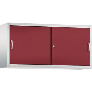 C+P ACCURADO opzetkast met schuifdeuren, 2 legborden, h x b x d = 790 x 1600 x 400 mm, lichtgrijs/robijnrood