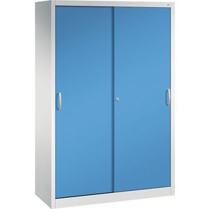 C+P ACURADO schuifdeurkast, 4 legborden, h x b x d = 1950 x 1200 x 500 mm, lichtgrijs/lichtblauw