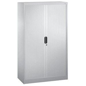 C+P Roldeurkast met horizontale roldeuren, h x b x d = 1660 x 1000 x 420 mm, 3 legborden, 4 ordnerhoogtes, blank aluminiumkleurig