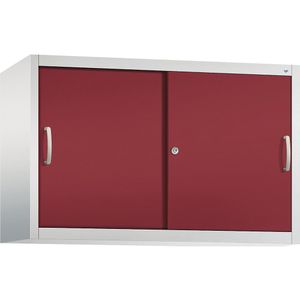 C+P ACCURADO opzetkast met schuifdeuren, 1 legbord, h x b x d = 790 x 1200 x 400 mm, lichtgrijs/robijnrood