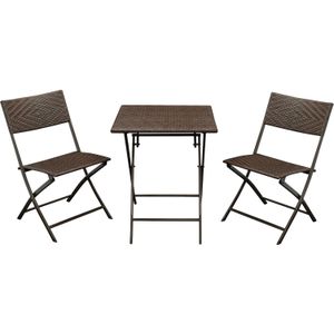 Bistroset rossano 3-teilig klappbar, Metall + Polyrattan braun bicolor
