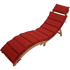 Degamo-ligstoel-ligbed-loungestoel PANAMA met rood kussen -opvouwbaar- acacia geolied--FSC®-gecertificeerd