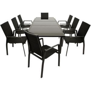 Garnitur torino 9-teilig, Aluminium + Kunstgewebe schwarz