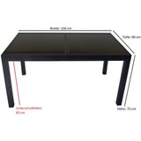 Ausziehtisch torino 150/210x90cm, Aluminium + Glas schwarz