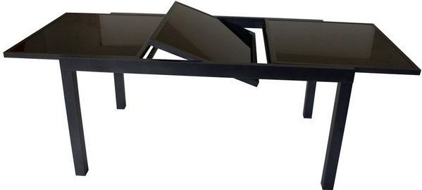 Ausziehtisch torino 150/210x90cm, Aluminium + Glas schwarz
