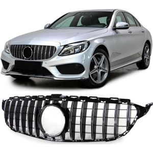 Auto grille - voor Mercedes C klasse W205 S205 13-18 - sport - glans zwart, chroom