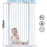 Traphek 83-96cm - verstelbaar - 120cm hoog - wit metaal