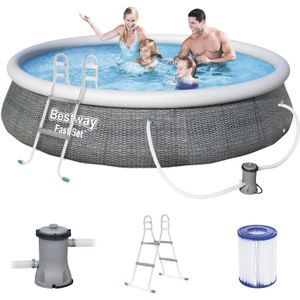Bestway zwembad - 396x84cm - complete set - 7340 liter - grijs