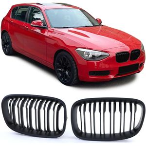 Grille nieren - BMW 1 serie F20 F21 2010-2014 - dubbele stang - mat zwart