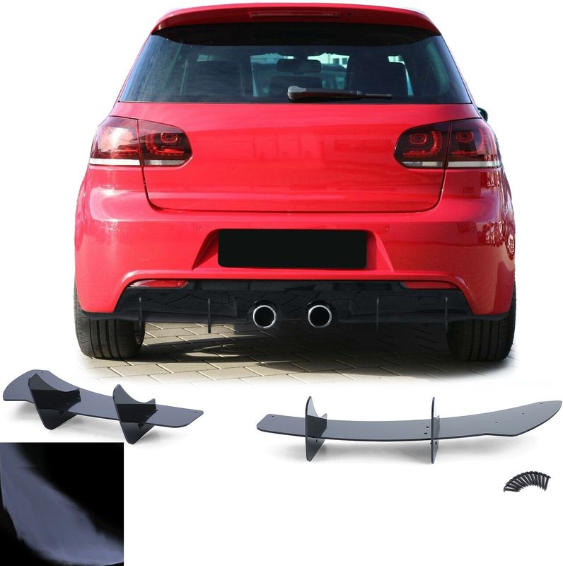 Diffusor achterbumper - voor VW Golf 6 R20 10/2008 tot en met 11/2013 - set van 2 - zwart glans