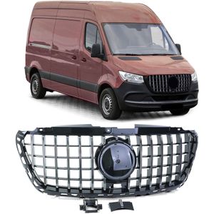Grille - voorgrille - Mercedes Sprinter W907/910 vanaf  2/2018 - zwart glans chroom