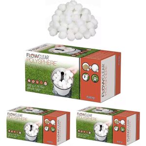 Bestway Flowclear - filterbollen - 3 pakken - 500g/bol - wit