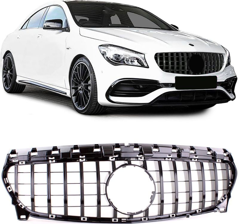 Sport grill - Mercedes CLA C117 - zwart glanzend - perfecte pasvorm