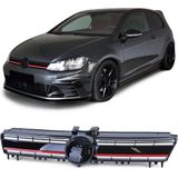 Auto grille - VW Golf 7 12-17 - Zwart Rood R Sport Look - Glanzend Zwart