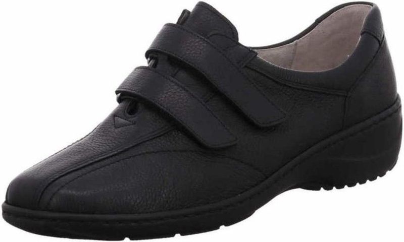 Waldläufer - Lage Schoenen - Dames - Zwart - Glad Leer - Klittenbandsluiting