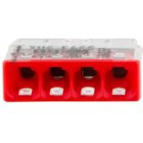 COMPACT-Verbindungsdosenklemme WAGO, eindr&#228;htige Leiter, 4 Klemmstellen, rot
