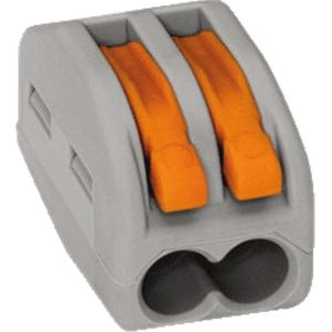 WAGO 222 Lasklem Flexibel: 0.08-4 mm² Massief: 0.08-2.5 mm² Aantal polen: 2 50 stuk(s) Grijs, Oranje