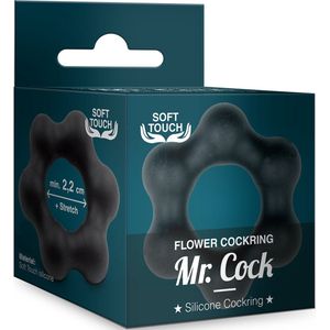 Mr.Cock - Flower - Siliconen Cockring - Zwart
