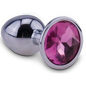 RelaXxxx Silver Starter roestvrij staal anale plug met diamant roze maat S