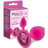 Roze Siliconen Buttplug met Roze Diamant  - M