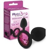 Zwarte Siliconen Buttplug met Roze Diamant  - M