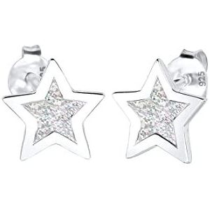 Elli Oorbellen Dames Stermotief met Emaille in 925 Sterling Zilver