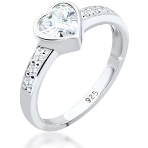 Elli Damesring, Hartvormig, 925 Sterling Zilver, Zirkonia