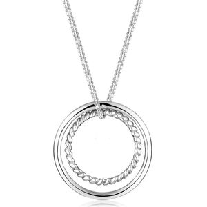 Elli - Halsketting - Cirkel Ring Geo Basic - Bi-Color - 925 Sterling Zilver Verguld