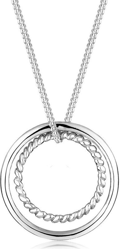 Elli - Halsketting - Cirkel Ring Geo Basic - Bi-Color - 925 Sterling Zilver Verguld