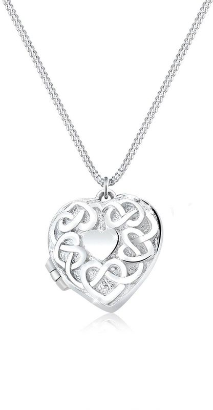 Elli Kette mit Anhänger Herz Medaillon Ornament 925 Silber