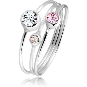 Elli Ring Dames Stapelring Set Modern met Kristallen in 925 Sterling Zilver