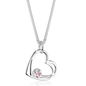 Elli Halsketting voor dames met hartvormige hanger en solitaire roze kristal in 925 sterling zilver, Eén maat, Swarovski-kristal