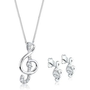 Elli - Sieraden Set - Dames clef hanger muziek met kristallen in 925 sterling zilver - Dames