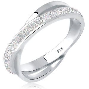 Elli Dames Ring Dames Wikkel Modern met wit Emaille in 925 Sterling Zilver
