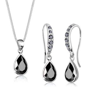 ELLI Sieraden set  zwart / zilver / transparant