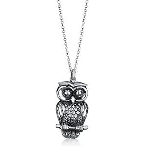 Elli Halsketting dames uil diermotief in 925 sterling zilver, 700, Facetgeslepen, Zonder